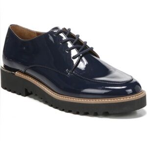 Franco Sarto Charles Oxford Navy Blue Patent Leather Flats